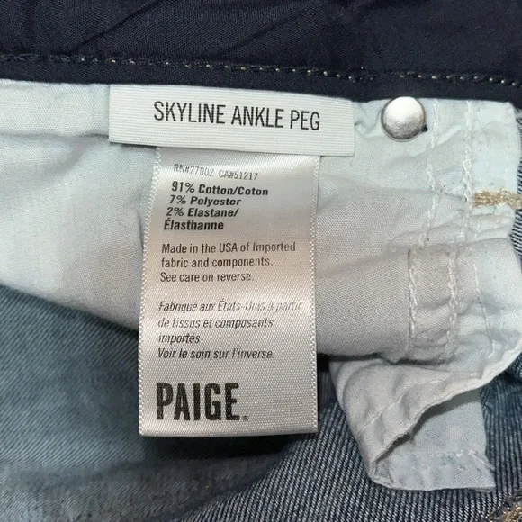 PAIGE Skyline Ankle Peg Blue Denim Jeans Size 27 - Picture 9 of 9